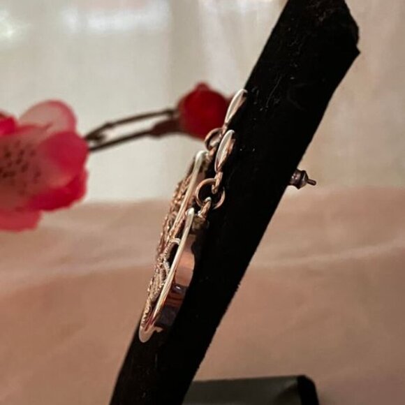 Abalone Earrings with White Sapphire Butterfly NWOT - Picture 4 of 7